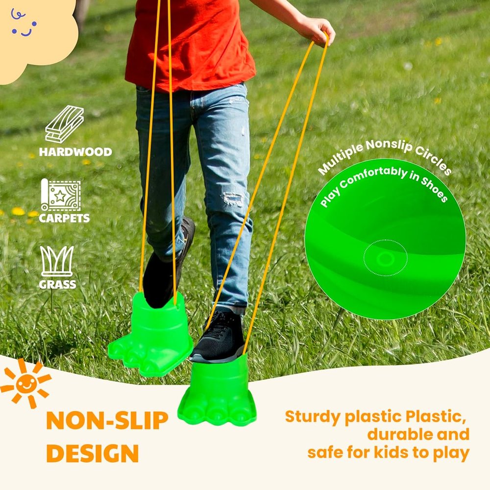 IROO Walking Stilts for Kids, 4 Pairs, Orange and Blue Monster Feet, view 4